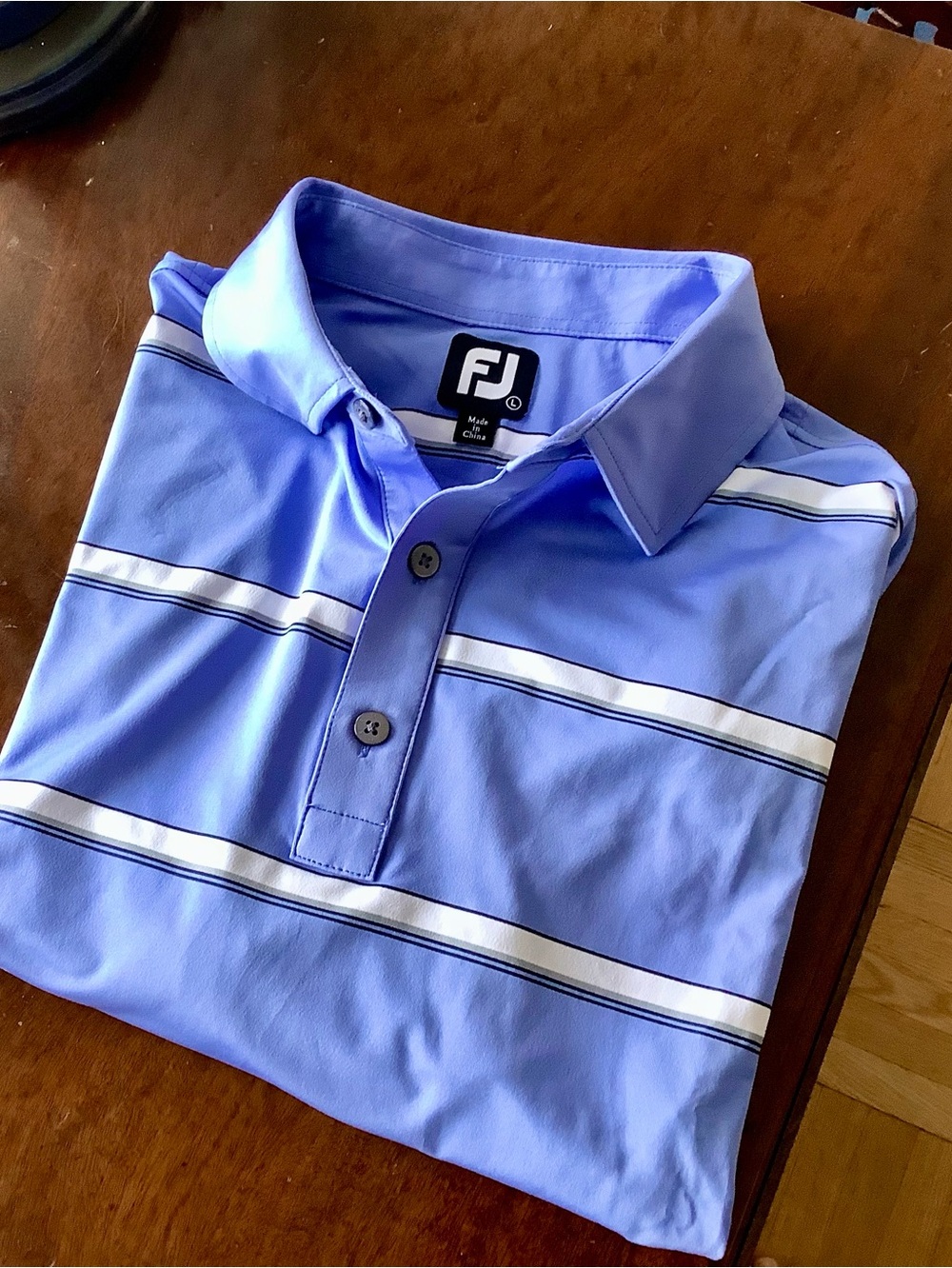 FootJoy Blue Stripped Collared Golf Polo Shirt - Men’s L - EUC